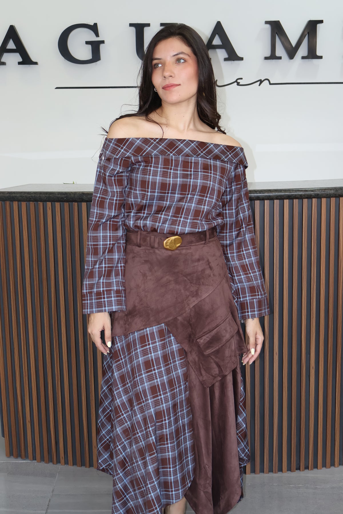 Vestido cuadros asimetrico