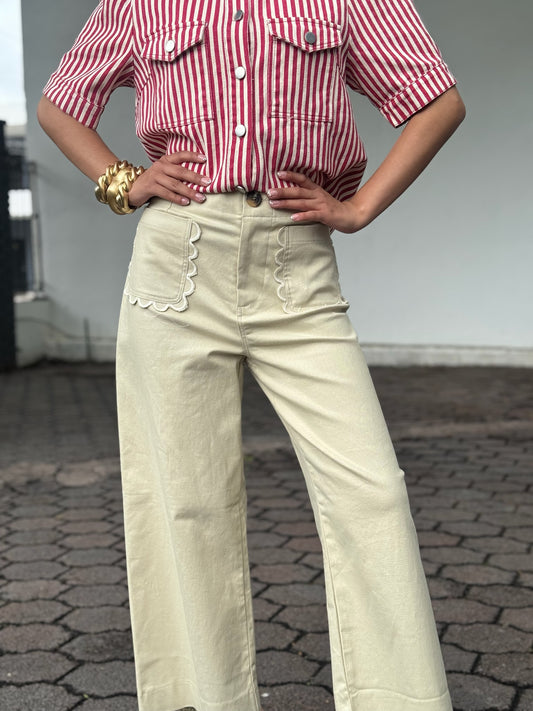 Pantalon beige bolsas