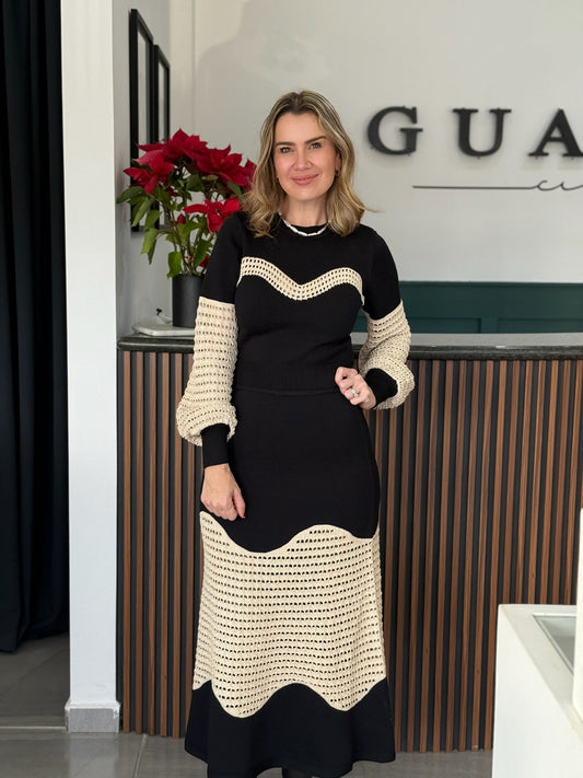 Conjunto negro con crochet