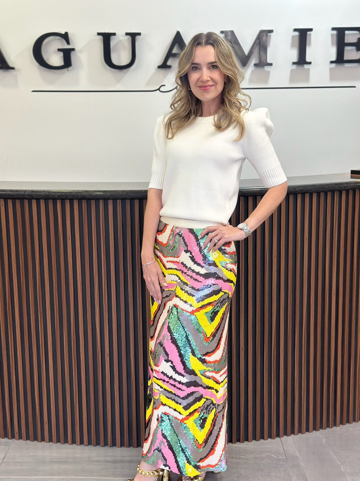 Falda maxi multi lentejuela