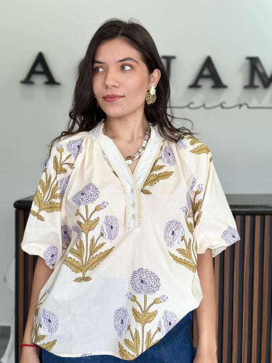 Blusa henley cream
