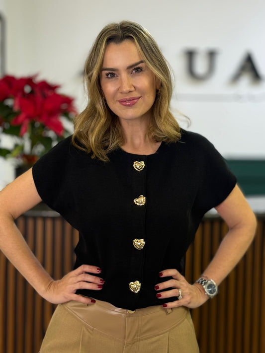 Suéter Negro Dropped Shoulder