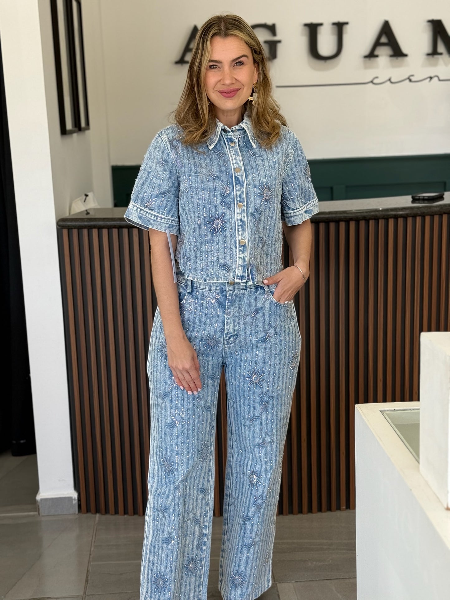 Conjunto Denim Bordado