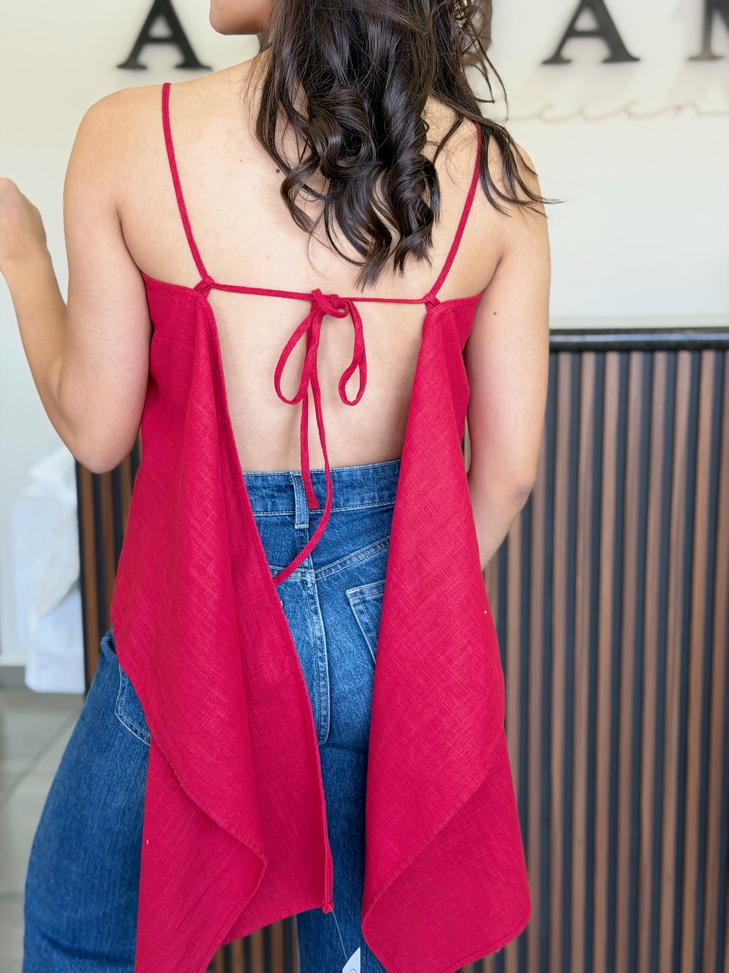 Top satin red