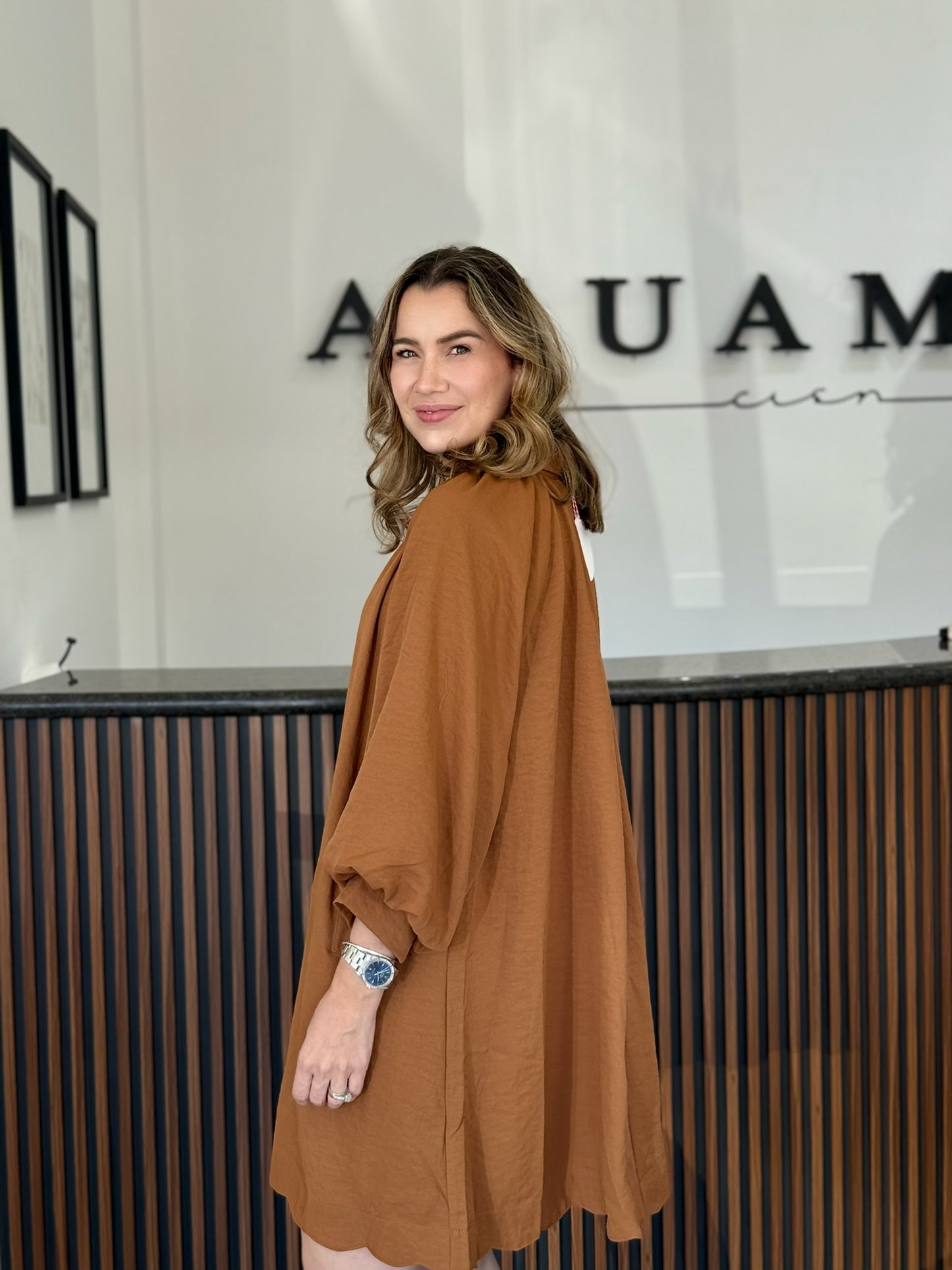 Vestido cafe globo 3/4