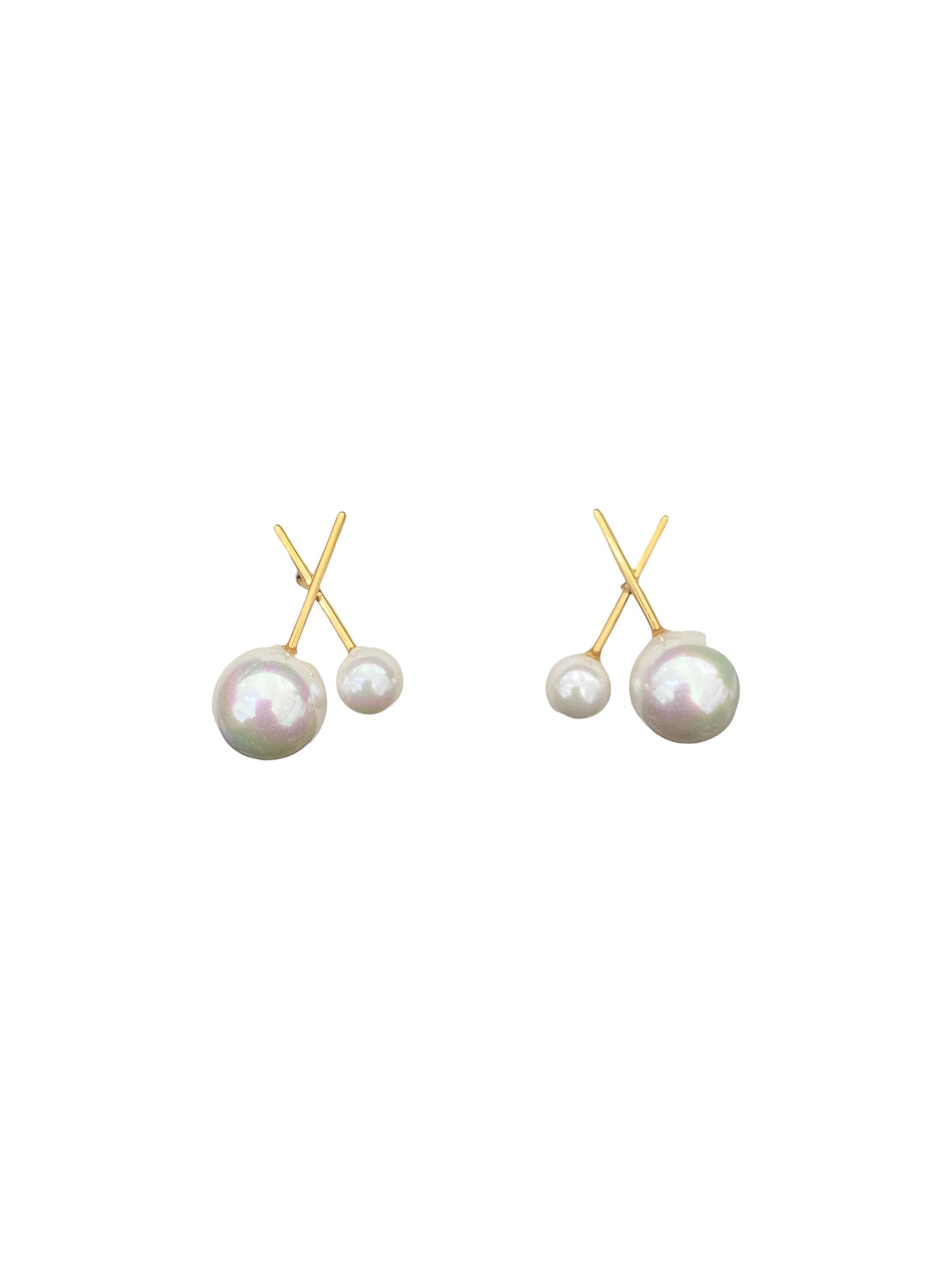 Aretes “Pearl Duo Cross”