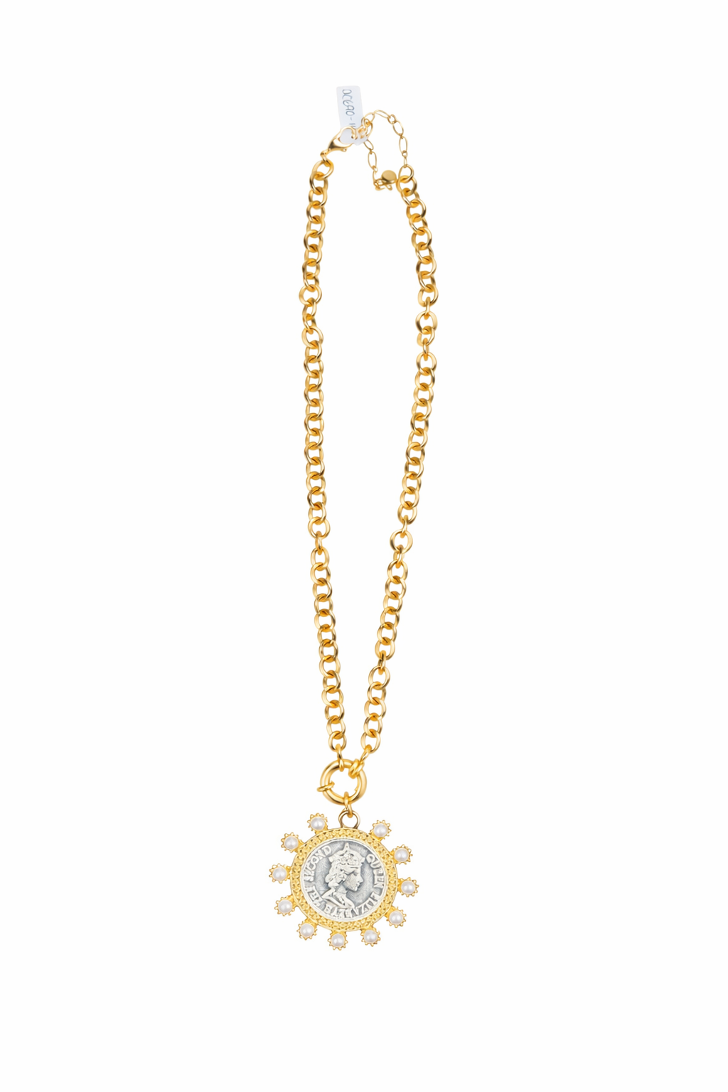 Collar Moneda Reina Perlas