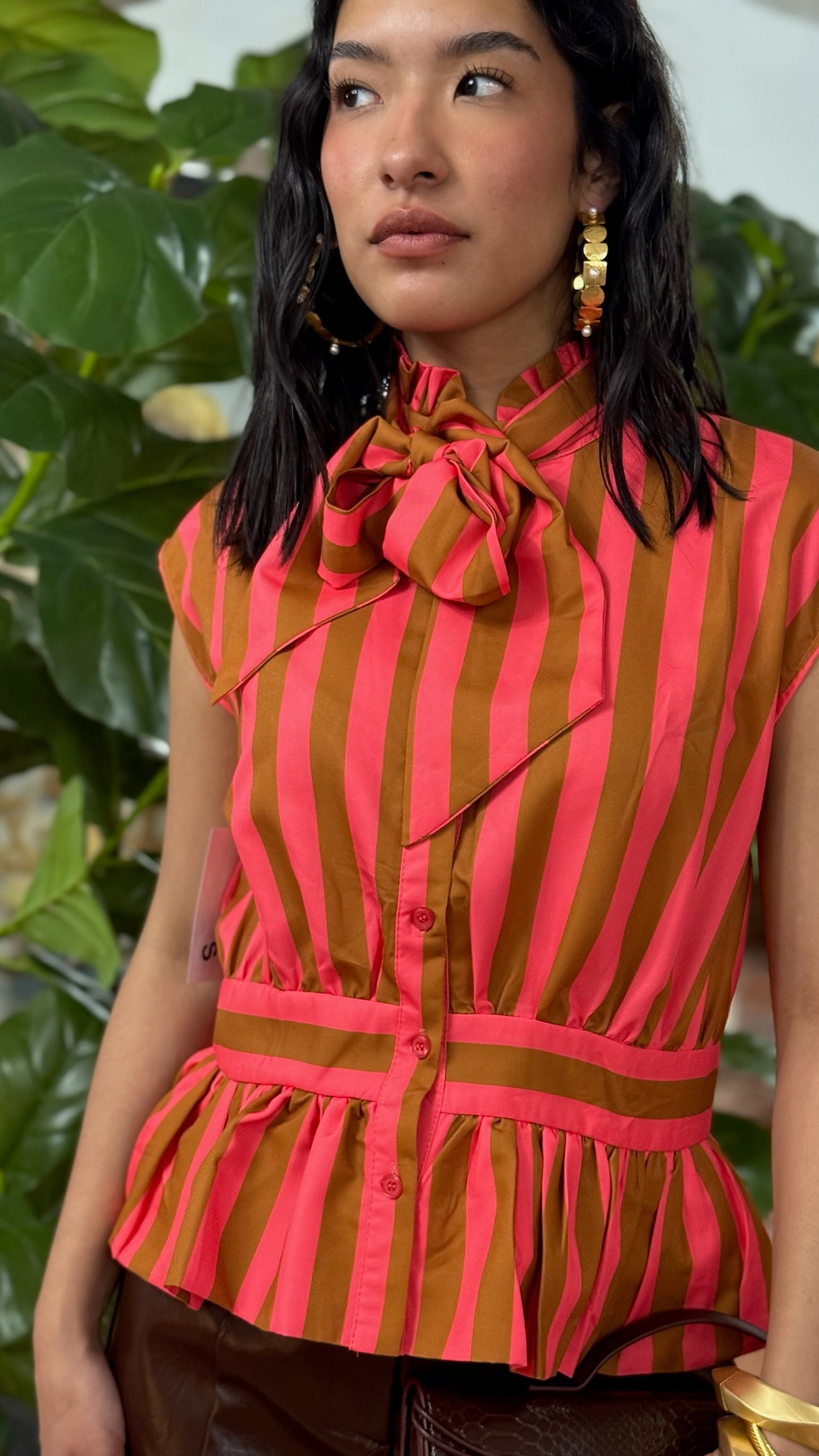 Pink Mocha Stripes Blouse