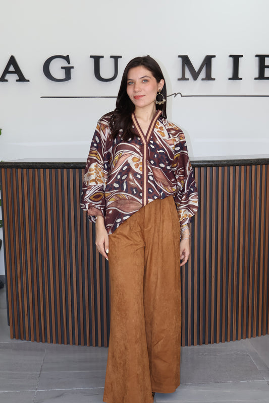 Pantalon campana camel