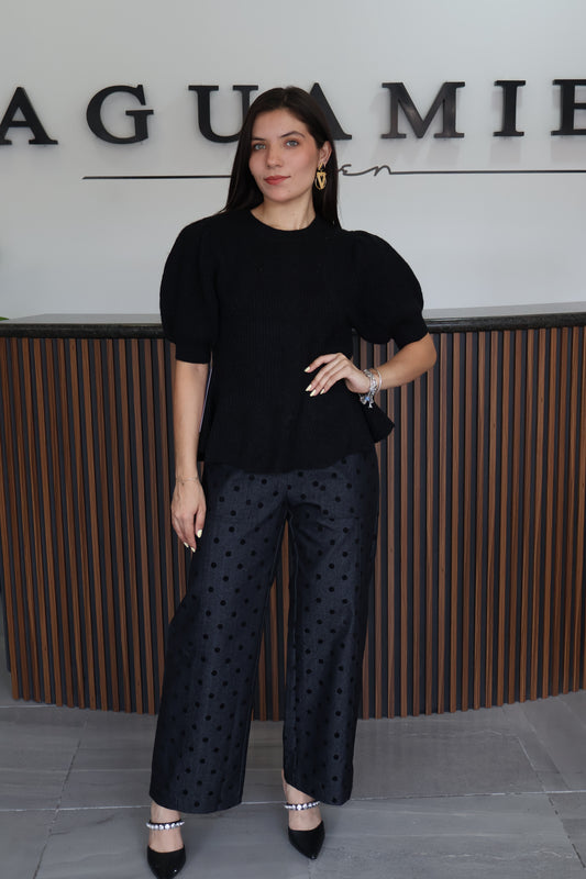 Pantalon negro puntos velvet