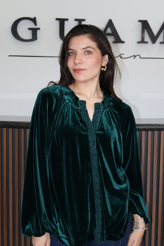 Blusa velvet verde