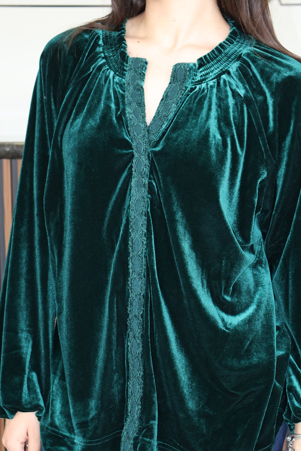 Blusa velvet verde