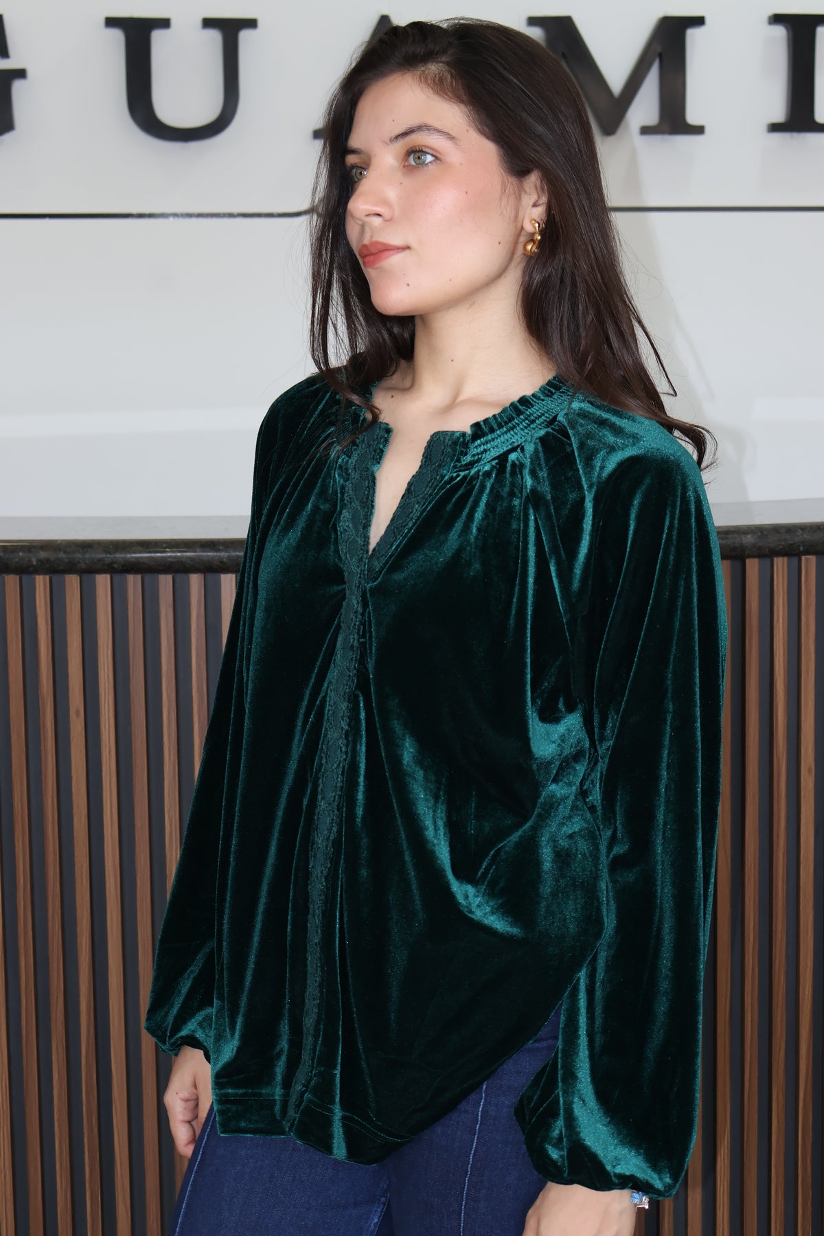Blusa velvet verde