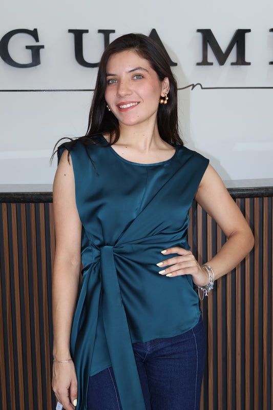 Blusa nudo satin teal