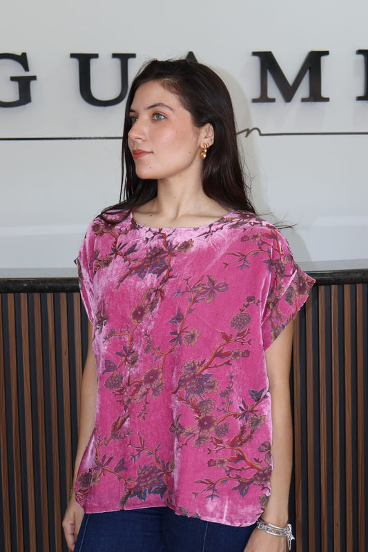 Pink bloom ruffle blouse