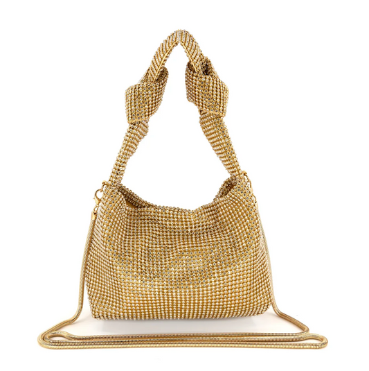 Bolsa dorada con cristales mini