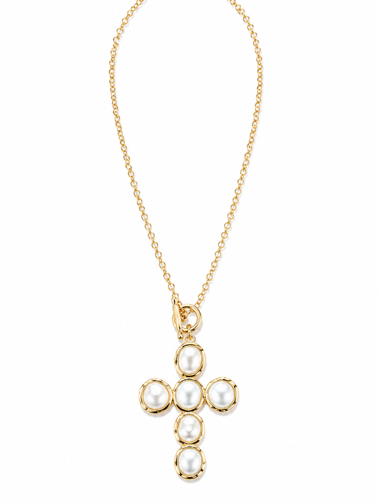 Pearl Cross Pendant Necklace