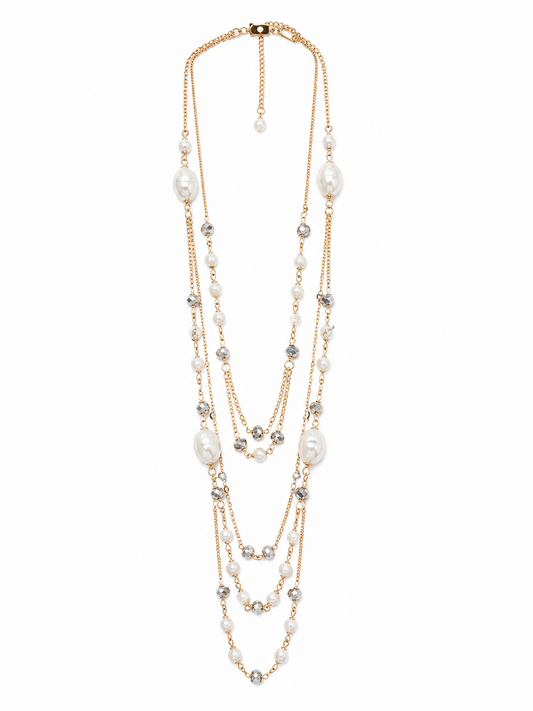 Golden Pearl Cascade Necklace