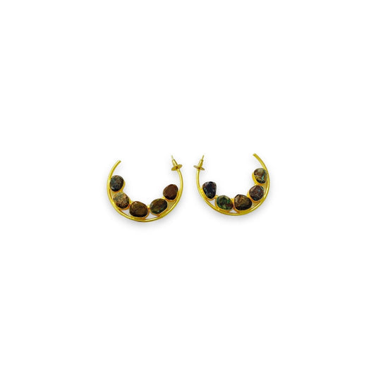 Aretes Aro con Piedras Naturales