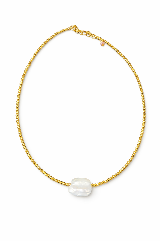 Collar Perla Central Dorada