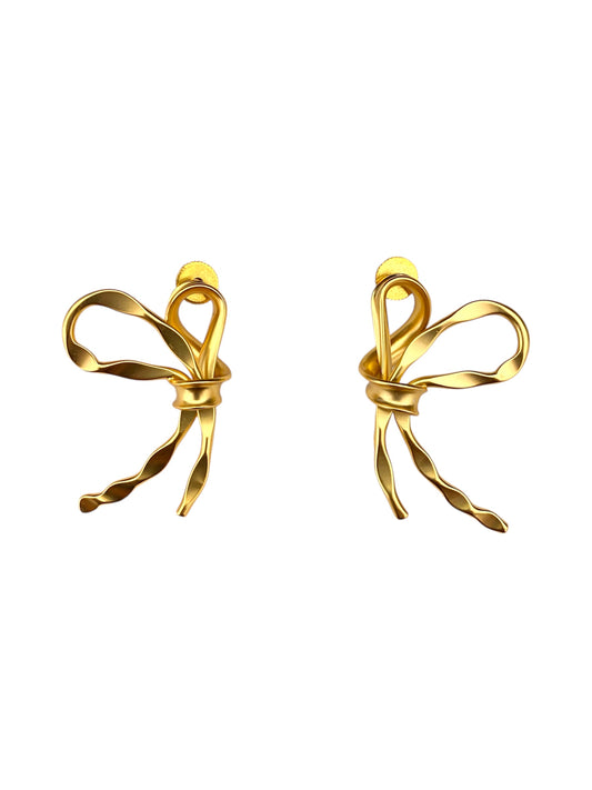 Aretes moño dorado