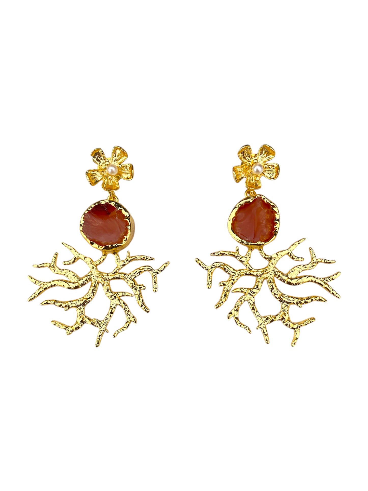 Aretes Flor Coral
