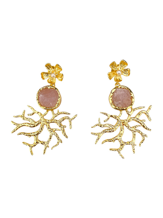 Aretes Flor Coral