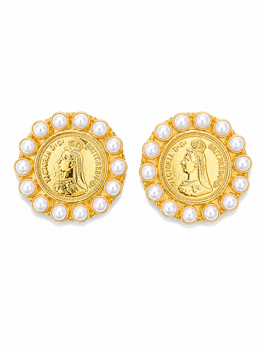 Aretes Coin Pearl Frame