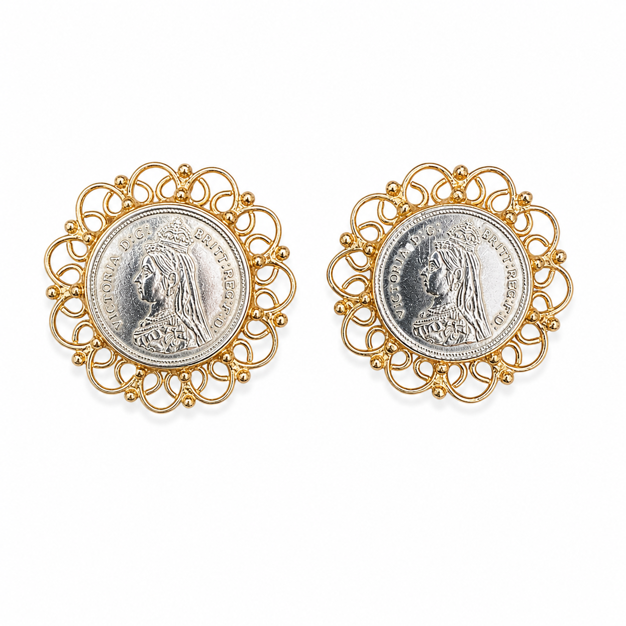 Aretes Vintage Coin Filigree