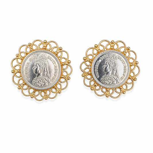 Aretes Vintage Coin Filigree