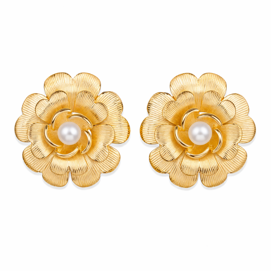 Aretes Bloom Pearl Center